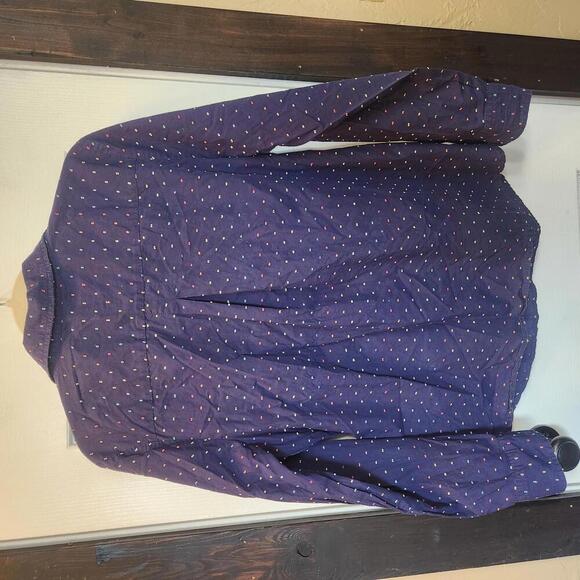 Tommy Hilfiger Women's Navy Zip-Up Shirt with Colorful Swiss Dots Size Large - Picture 6 of 9